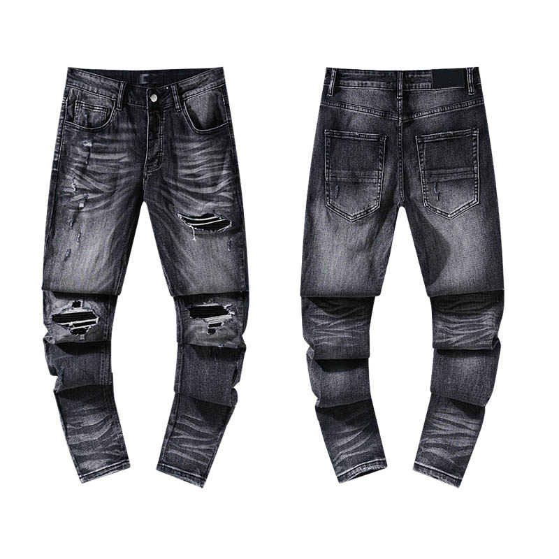 Black Ripped Jeans Boyfriend Style High Waist Denim