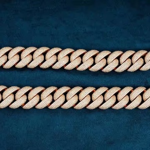 Gargantilla de diamantes de moissanita totalmente helada de lujo, probador de tenis, cadena de eslabones de plata comprobada, oro amarillo, IGI directo indio - Product Image 4