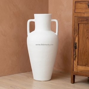 Vase rond en céramique rustique Buano, fait main, en terre cuite, récipient décoratif en grès, largeur 30 cm, vase de table, vente en gros - Product Image 2