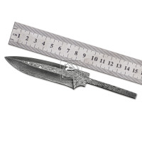 Couteau brut personnalisable Damas fait main, 192 couches, 95 mm, 58-62 HRC, épaisseur 4 mm, pour la chasse, avec manche en queue de rat, non réglable