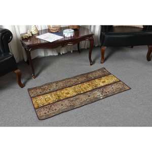 พรม1.8x3.5ft สไตล์ตุรกีวินเทจแบบคลาสสิกพื้นที่ขนาดใหญ่18x35in สีเหลืองน้ำตาลเย็บปะติดปะต่อกันผ้าขนสัตว์ยางรองสี่เหลี่ยมพรมห้องโถงห้อง - Product Image 5