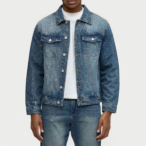 Custom High Quality <b>Men's</b> 2-Piece Sets 100% Cotton Denim Jacket Button Mid Waist Solid Pattern Casual for Winter - Product Image 4