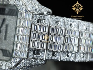 Reloj de Diamantes de Marca de Lujo Unisex, Personalizado con Moissanita VVS, Estilo Hip Hop, Acero Inoxidable, Mecánico Antiguo con Fecha - Product Image 5