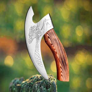 Authentic Medieval Viking Pizza Cutter Axe Handmade Carbon Steel Blade Pizza Slicer Kitchen Knives - Product Image 1