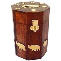 Coffret à monnaie ovale en bois et métal fait main, de qualité supérieure, avec serrure à combinaison, décoration d'intérieur, cadeau personnalisé avec logo