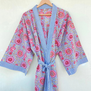 Kimono indio hecho a mano de algodón 100% para mujer, estampado Floral, ropa de dormir informal para la playa, envoltura de Bikini de invierno para verano y otoño ODM - Product Image 1