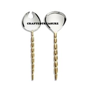 Juego de Cubiertos de acero inoxidable con mango de diseño martillado dorado, esparcidor Manual de mantequilla de queso para restaurante, Hotel, uso de servicio - Product Image 2