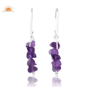 Best Quality Sterling Silver Natural Amethyst Gemstone <b>Dangle</b> <b>Earring</b> For Women Party Wear <b>Earring</b> Custom Jewelry Manufacturer - Product Image 4