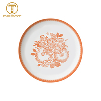 Assiette de Présentation Orange en Porcelaine Fine, Assiettes Blanches en Céramique à Motif Orange pour Location de Mariage