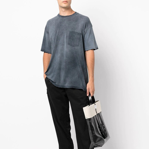 100% algodón liso Vintage camiseta hombres piedra desgastada ácido lavado camiseta logotipo personalizado en blanco negro camisetas de gran tamaño - Product Image 1