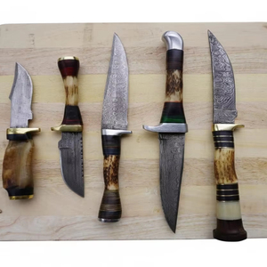 Ensemble de couteaux de chef élégants et professionnels, fabriqués à la main, en acier au carbone forgé, 5 pièces, manche en bois octogonal, couteaux durables et ambidextres - Product Image 2