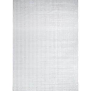 Tapis en laine et viscose tissé à la main de couleur unie ivoire HLV-518 pour usage domestique - Product Image 1