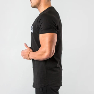 Custom Men's Fitness Gym T-Shirts Casual Compression Jersey O-Neck Collar Pattern <b>Design</b> Heavy-Weight 200 Grams Polyester/Cotton - Product Image 3