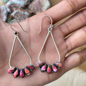 Handmade Sterling Silver Pink Dream Dangle Earrings Elegant Boho Jewelry - Product Image 1