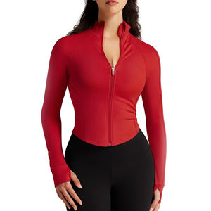 Chaqueta Deportiva de Yoga para Mujer, Ajustada, Manga Larga, Chaqueta Deportiva para Exteriores con Cremallera Completa, Top de Entrenamiento con Orificios para los Pulgares, Ropa de Gimnasio - Product Image 3