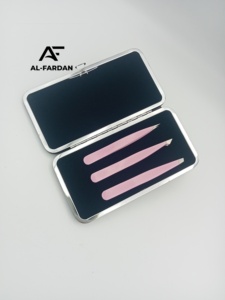 Pince à épiler pour sourcils rose clair, à pointe inclinée carrée, en acier inoxydable, avec logo personnalisé - Product Image 5