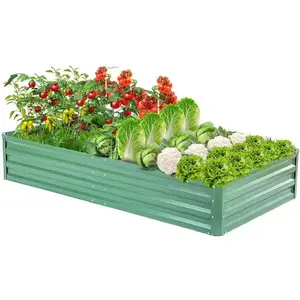 الفولاذ الكبير في الهواء الطلق المعادن رفع السرير للحديقة للخضروات، والزهور، والأعشاب صندوق نباتات طويلة OEM ODM مجلفن تصميم الديكور