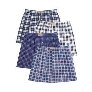 Calzoncillos bóxer de punto a cuadros cómodos y elegantes para hombre, ropa de dormir transpirable de algodón ligero y duradero para uso informal en el salón - Product Image 3