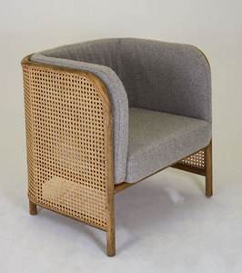 Fauteuil en bois de teck massif avec dossier en rotin tressé et coussins inclus pour une utilisation intérieure et extérieure - Product Image 4
