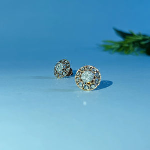 Boucles d'oreilles en or rose 14 carats avec diamants naturels de couleur H-I, taille brillant rond, clarté SI3-I1, cadeau d'anniversaire de luxe - Product Image 1