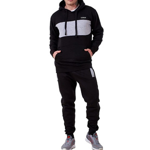 Tissu confortable pour hommes, survêtement à manches longues pour les commandes en gros, vêtements décontractés / Design bicolore avec capuche - Product Image 1