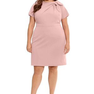 Robe avec nœud Fourreau poli pour femme Tendance Robe crayon moulante pour femme Office Wear to Work Robes avec poche Ceinture pour femme - Product Image 5