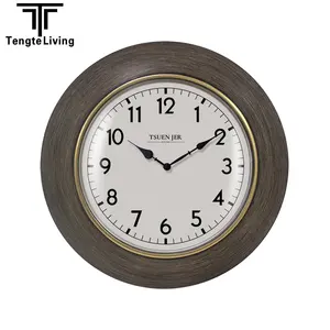 New Design Customized Wall Clock Plastic Material Wooden Style 12 Inch Circular Decorative Clock For Home Or Office Wholesale