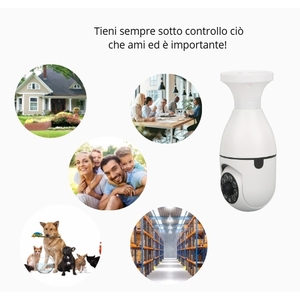Caméra de sécurité WiFi avec ampoule E27, vision nocturne panoramique HD à 360° et système de surveillance audio-vidéo bidirectionnel - Product Image 6