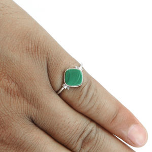 Haute qualité prix de gros 925 argent Sterling naturel Malachite pierre précieuse coussin forme anneau bijoux faits à la main fournisseurs en vrac - Product Image 2