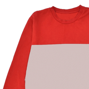 Unisex Cotton Blended Sweatshirt <b>Jumper</b> Red Colourblock Cotton Fleece Casual Streetwear Basics Top - Product Image 3