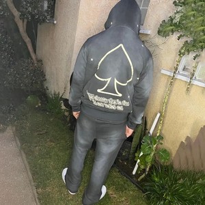 Ensemble de survêtement de sport décontracté unisexe pour l'hiver, respirant, pantalon de jogging, sweat-shirt, tenue de sport, course à pied, fitness, vente en gros, 100% coton - Product Image 2