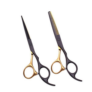 Juego de tijeras de peluquero para diestros de acero inoxidable de alto carbono con punta de hoja afilada y estuche de cuero - Product Image 4