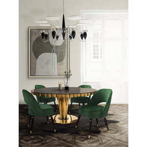 WORMLEY Contemporary Square Dining <b>Table</b> Stable Convertible Assembled Home Furniture Luxury for Apartment Metal Wood Stone - Product Image 3