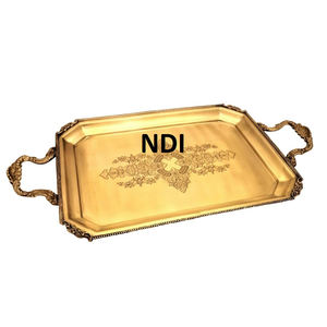 Bandeja de servicio con acabado dorado, forma personalizada, cocina, Catering, desayuno usado, bandejas para servidores de alimentos, vajilla, Decoración de mesa - Product Image 1