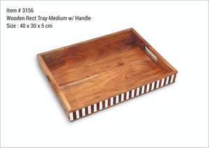 Plateau de service en bois en gros, plateau de service rectangulaire en bois, plateau à café, plateau de service décoratif rectangulaire moderne avec poignée - Product Image 6