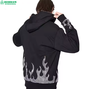 Sweat à capuche personnalisé avec logo, fermeture éclair intégrale, impression sérigraphiée en relief, en molleton/éponge française, respirant, séchage rapide, sans cordon, épaules tombantes - Product Image 3