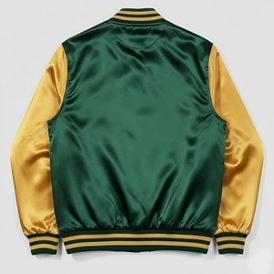 Chaqueta Bomber Varsity de Satén Personalizada para Hombre, Cierre de Cremallera, Impermeable, Transpirable, Deportiva de Invierno, Chaqueta de Satén Premium - Product Image 3