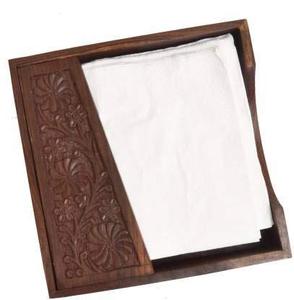 Caja de pañuelos de madera con 3 compartimentos y forma cuadrada para decorar la sala de estar cubierta de caja de pañuelos de madera de mesa - Product Image 2