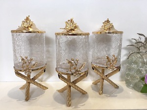 Ensemble de 3 bocaux de luxe de haute qualité, bocaux de rangement de qualité supérieure, forme cylindrique, livraison rapide pour les styles de contenants d'assaisonnements de qualité supérieure - Product Image 3