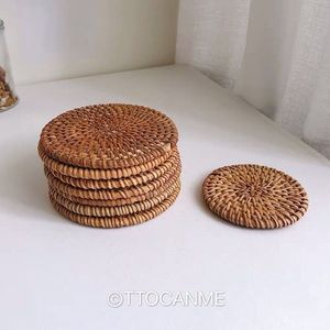 Best Quality Wholesale Natural Round <b>Woven</b> <b>Coaster</b> Wicker Rattan <b>Coasters</b> Heat Resistant Rattan <b>Coaster</b> with Holder - Product Image 4