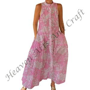 Combinaison décontractée d'été 100% coton, imprimé floral à la main, tissage doux avec fermeture éclair pour le printemps/été, adultes BPJS120 - Product Image 2