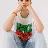 Camiseta de lona de algodón de 180 GSM al por mayor con estampado gráfico, camiseta linda para bebé, camiseta lisa de verano Y2K con logo personalizado para mujer
