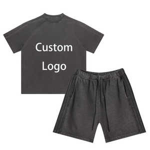 เสื้อยืดและกางเกงขาสั้นชุดลำลองฤดูร้อนพิมพ์โลโก้ตามสั่ง ระบายอากาศได้ดี สำหรับผู้ชาย คุณภาพสูง ขายส่ง สไตล์ไฮสตรีท - Product Image 1