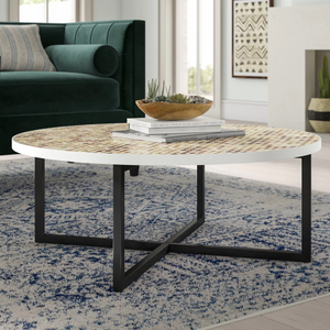 Top Design Creative Seashell <b>Coffee</b> Tables Living Room Furniture Mother of Pearl Inlaid Top and Metal <b>Stand</b> Tables - Product Image 5