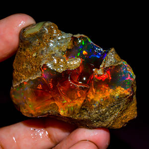 Pierre précieuse d'opale naturelle, pierre précieuse en vrac, opale éthiopienne brute, opale éthiopienne brute, opale de feu flashy faisant des bijoux 134 Ct. R-317 - Product Image 4