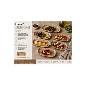 Assiette ovale en porcelaine Bonna Terrain Gourmet, forme bateau, 19x11 cm, texture naturelle, plat de service rustique - Product Image 2