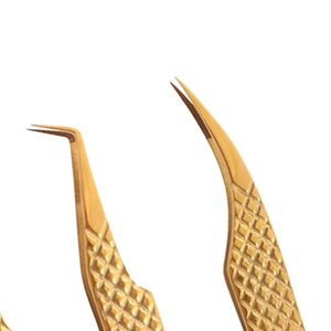 Pinzas de punta de fibra en forma de L de 45 90 grados de etiqueta privada, pinzas de extensión de pestañas, pinzas de extensión de pestañas de volumen - Product Image 1