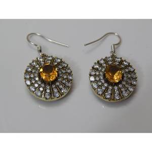 Joyería turca, pendiente de citrino de Plata de Ley 925, oro rosa hecho a mano con regalo de circón para niñas y mujeres - Product Image 4