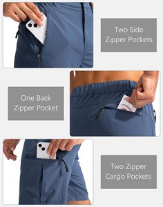 Active Wear Running Training Pantalons de survêtement athlétiques pour hommes Sports Fitness Workout Compression Gym Shorts Poches Lavé Solide - Product Image 4