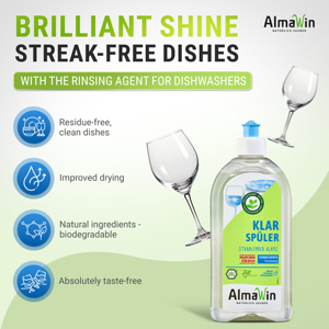 AlmaWin Custom 1 Rinse Aid 500ml Environmentally Friendly <b>Dishwasher</b> Limescale-Free Dishes For All <b>Dishwashers</b> - Product Image 4